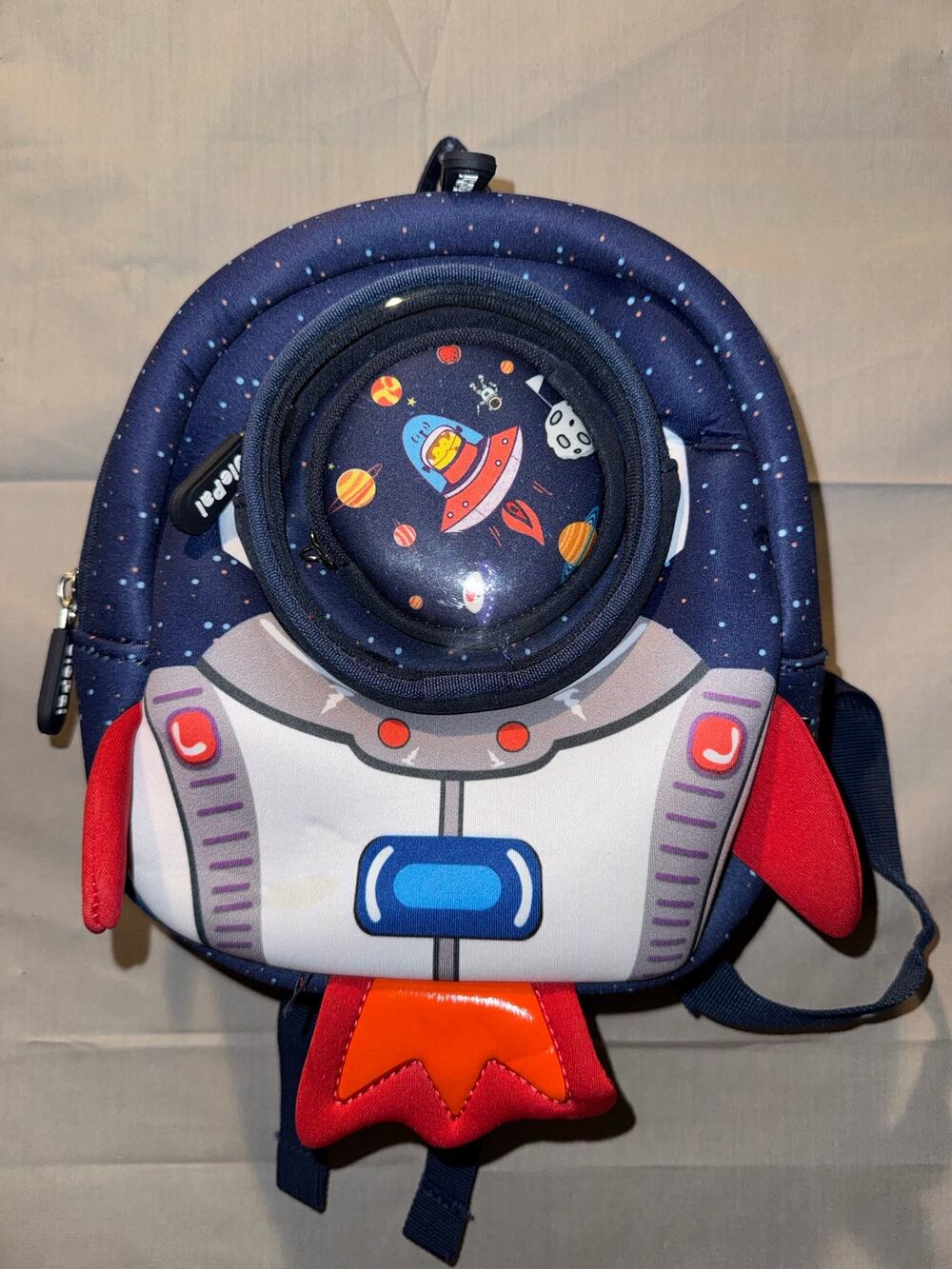 JiePai Toddler Rocket Ship Backpack Space Print Astronaut with Safety Harness